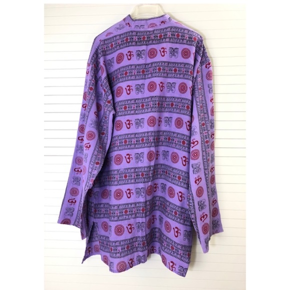 NWT Indian Bohemian Sanskrit Print Om Tunic Purple - Picture 3 of 4